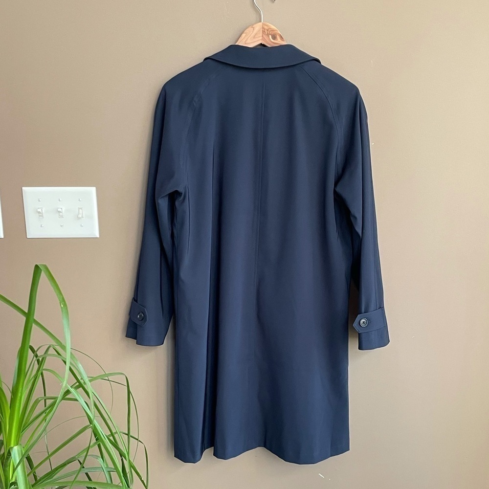 Vintage L.L. Bean Hidden Button Dress Jacket Navy Blue Medium Trench - Picture 5 of 6